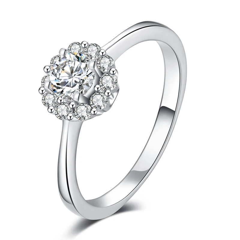 

Super Flash Diamond Crystal Top Quality Wedding Bands 925 Silver Round Shape Ring Clear CZ Rings For Women Simple Ring Jewelry