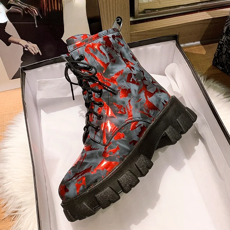 

Women Boots Flat High-top Print Shoes Sneakers Comfortable Breathable Fashion Wear-resistant Non-slip Women Platform Boots