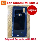 100% оригинальные керамические запасные части для задней крышки аккумулятора для Xiaomi Mi Mix 3, задняя крышка корпуса телефона с NFC + клейкая лента