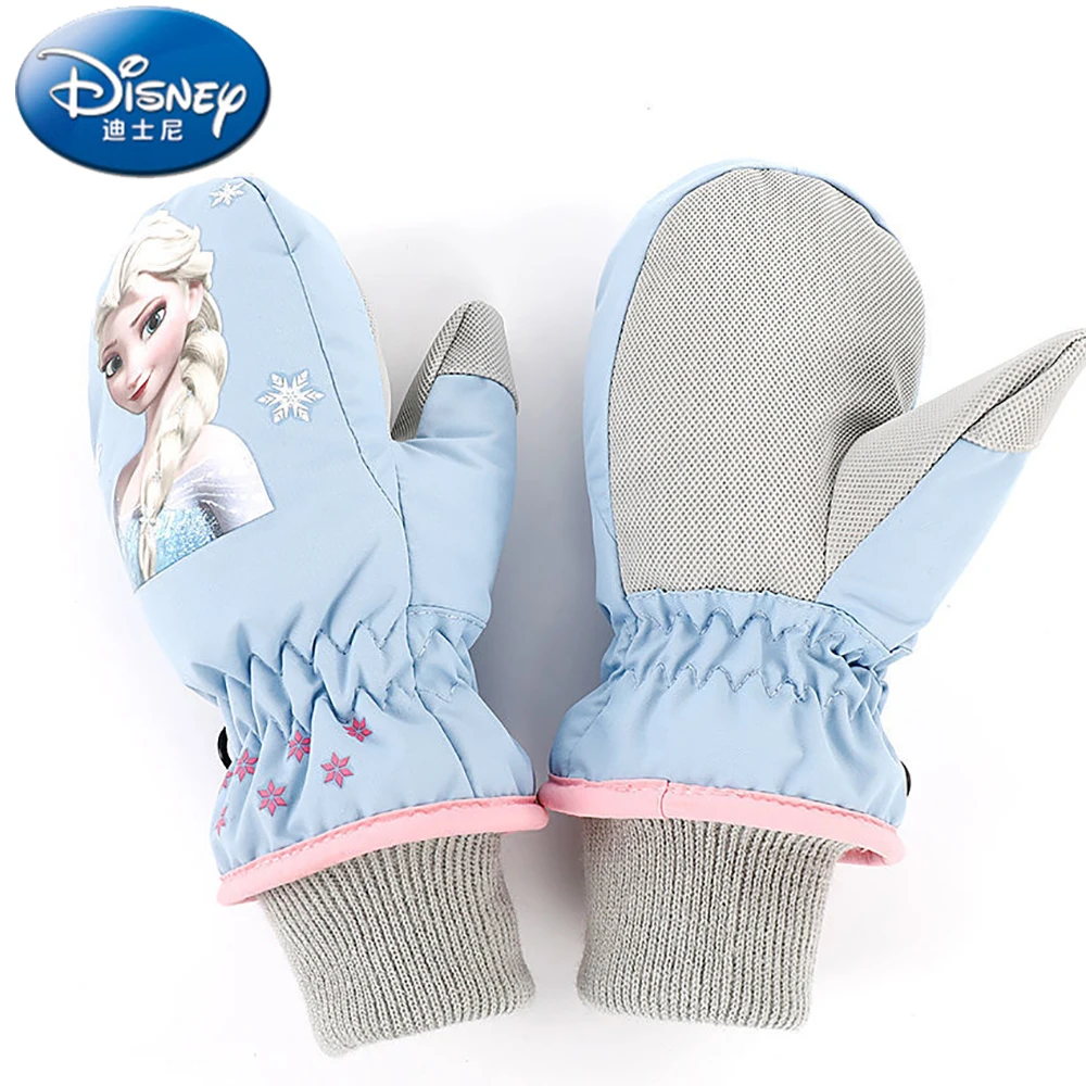 

Детские лыжные перчатки Disney с мультяшным рисунком для мальчиков и девочек, теплые варежки из флиса с изображением Микки Мауса, Эльзы и холод...