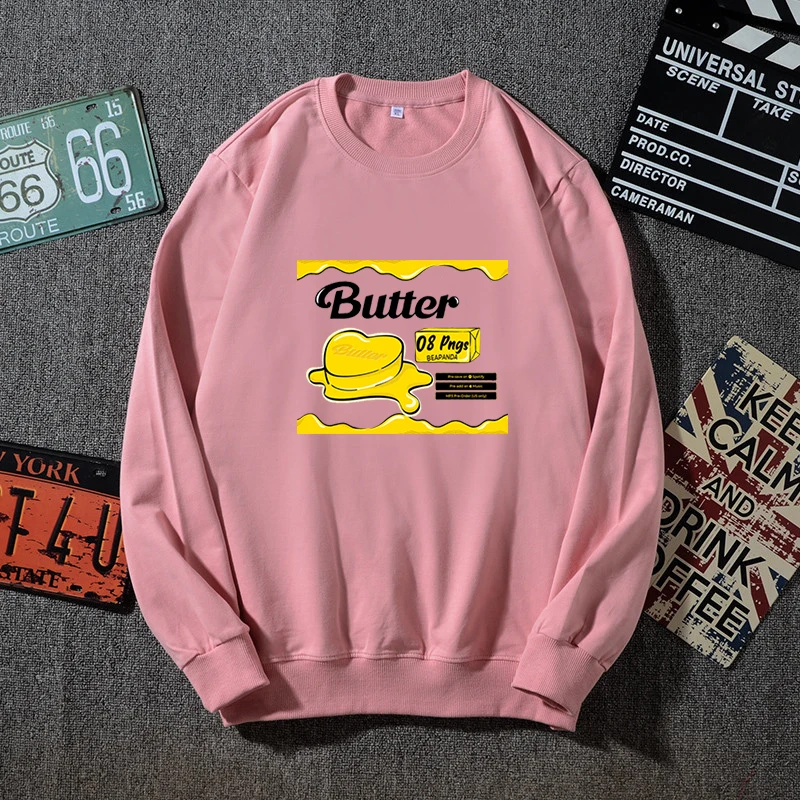 

2021 New Album Butter Cotton Pullover Unisex Long Sleeve Sweatshirt Harajuku Graphic Print Top Kawaii Korean KPOP Street Clothes