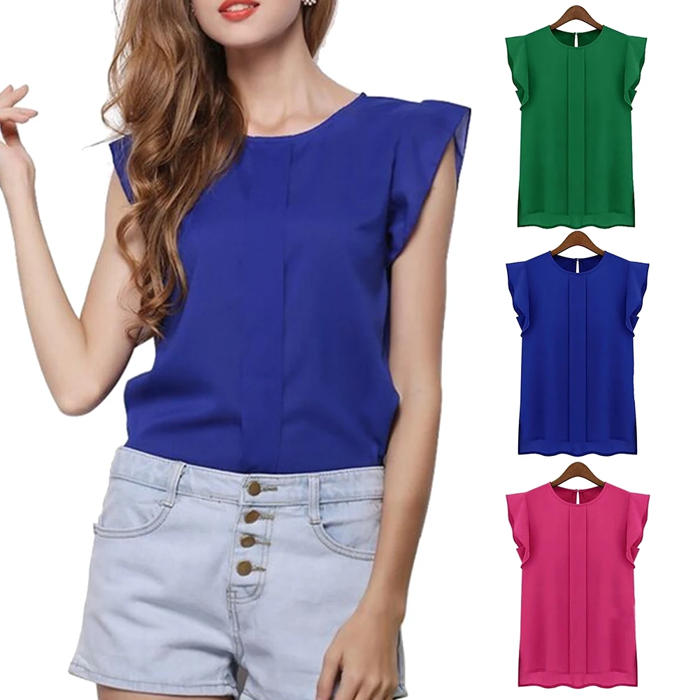 Женская шифоновая рубашка с коротким рукавом летучая мышь Однотонная круглым