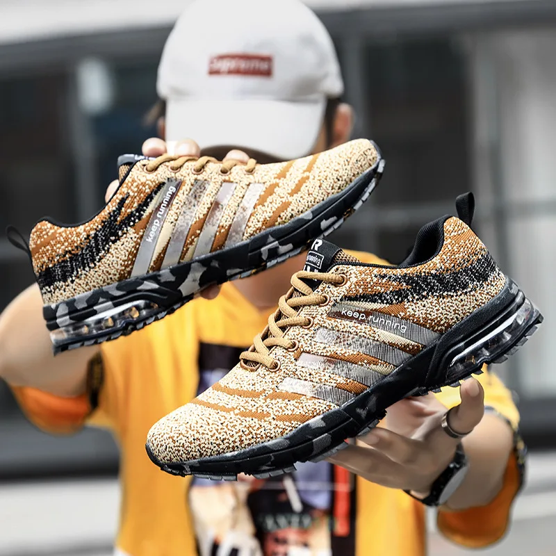 Hot Big Size Air Running Shoes Men Weaving Breathable Shoes Outdoor Keep Running Shoes Men Cheap Sport Shoes Non-slip Sneaker