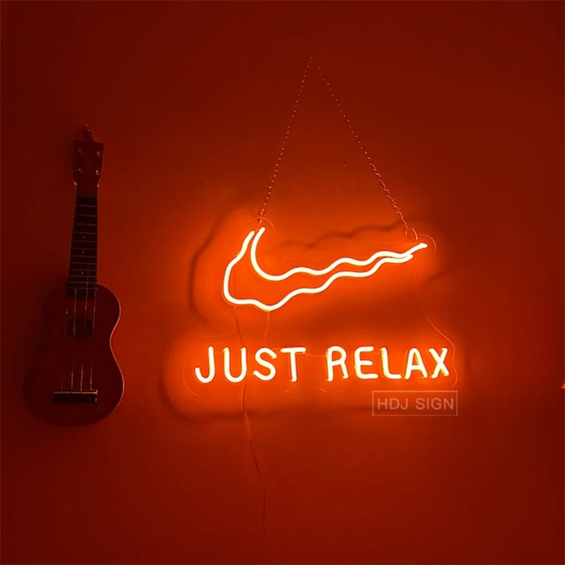Неоновая светодиодная вывеска Just Relax с логотипом на заказ для спальни бара