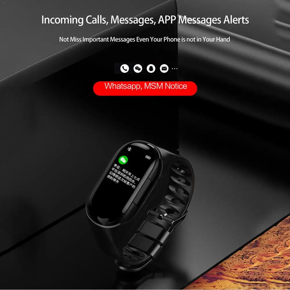 M1 новейший AI Смарт-часы с Bluetooth наушником монитор сердечного ритма умный Браслет долгое время ожидания часы мужские PK Mi Band 4