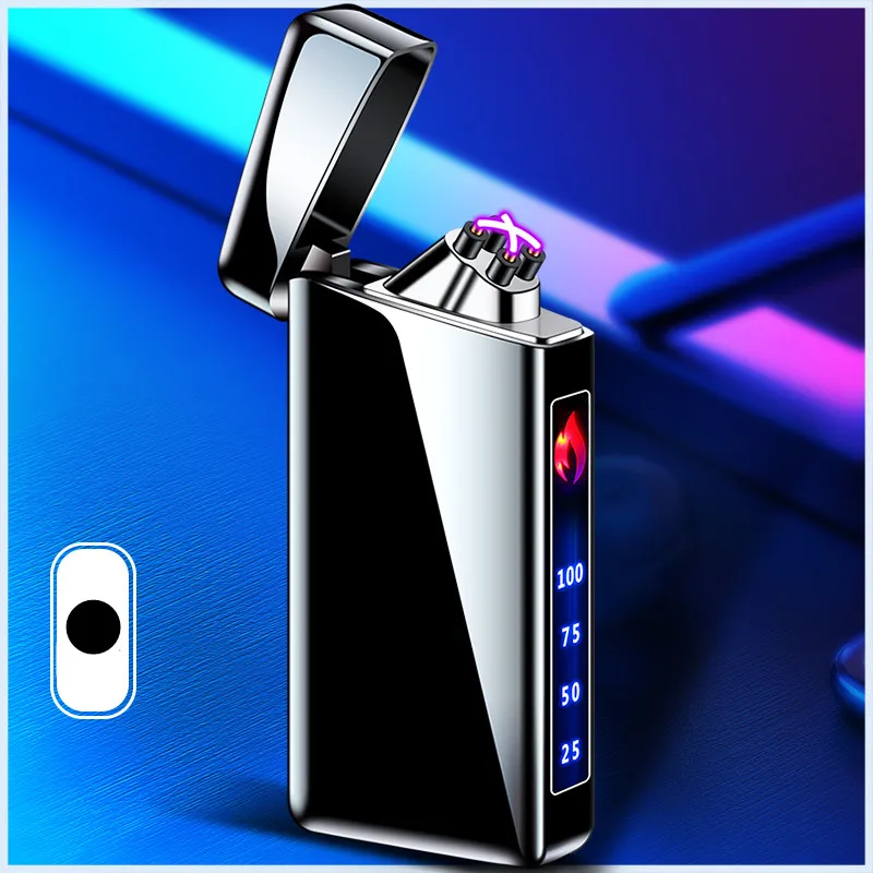 

New Double Plasma Arc Windproof Electronic USB Recharge Cigarette Smoking Metal Electric Lighter Gift