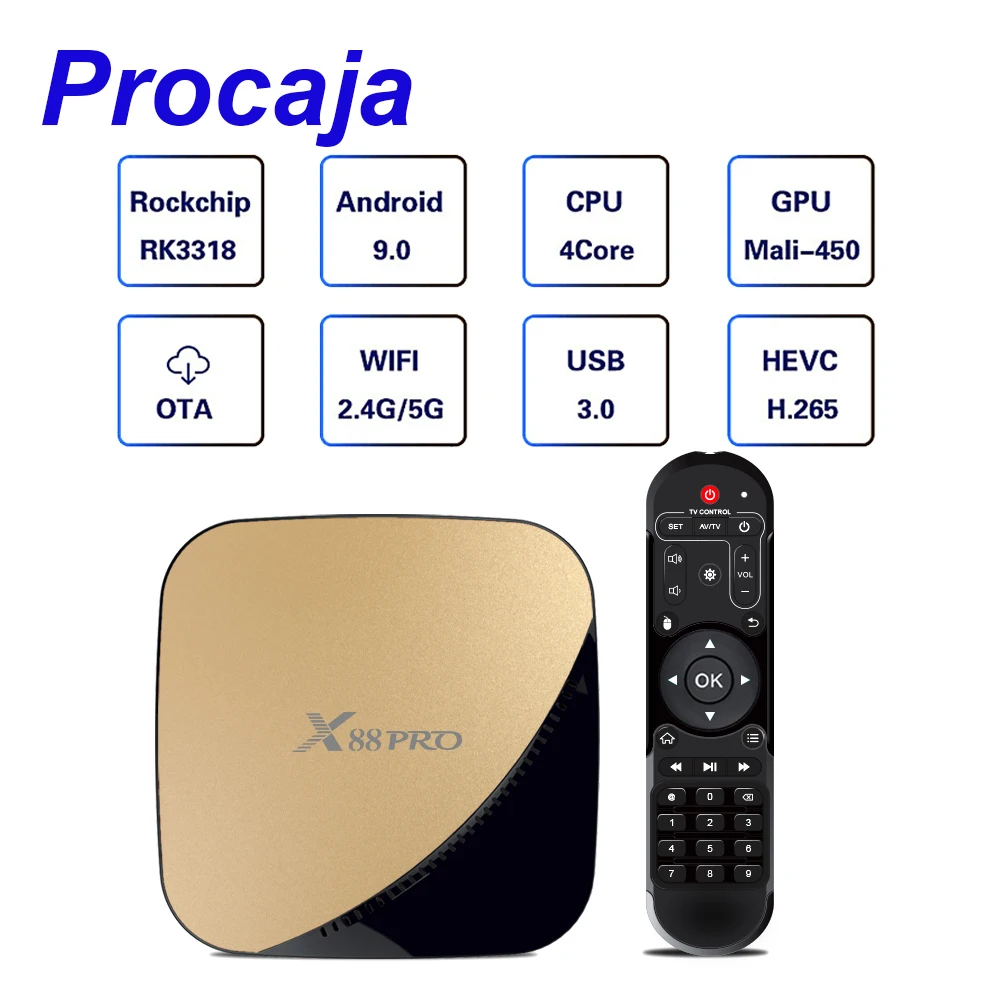 ТВ приставка Procaja X88 Pro Android 9 0 X88Pro TV BOX 4G RAM 64G Google голосовой помощник Rockchip RK3318