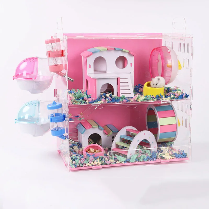 Домик для хомяка акриловая клетка морской свинки двухслойная большая вилла