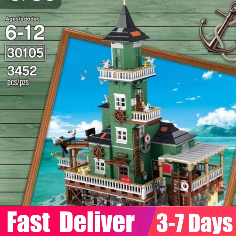 

MOC 30105 Blocks Old Fishing House Pier The Lighthouse Toys Compatible IDEA Building Blocks Bricks Christmas Gifts Toys