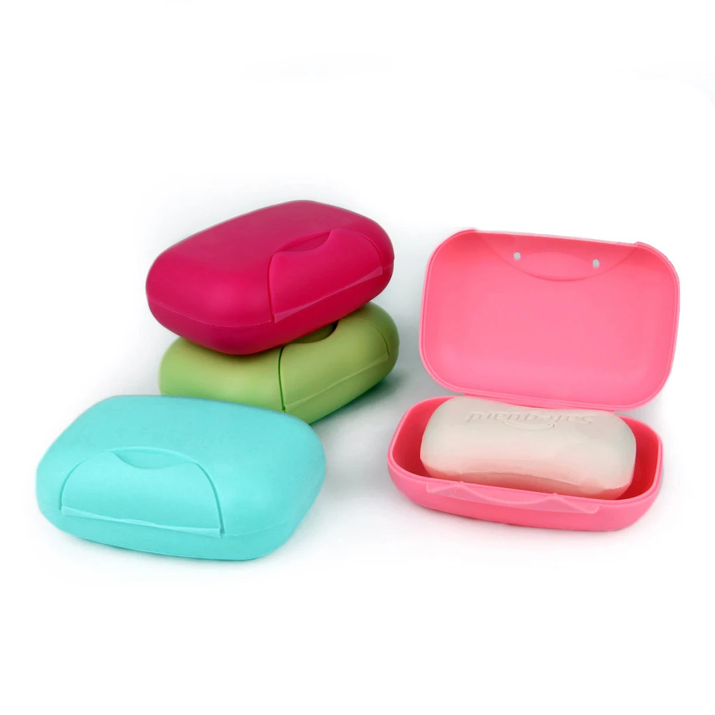 

Travel Handmade Soap Box Soap Case Dishes Waterproof Leakproof Soap Box With Lock Box Cover 4 colors