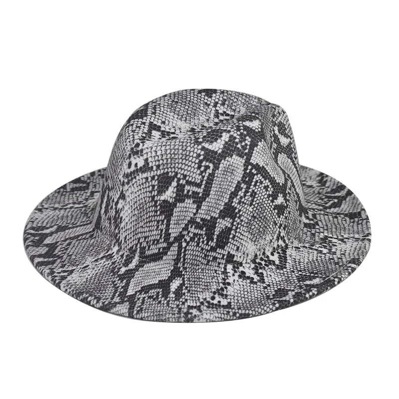 Модная шерстяная шляпа со змеиным принтом для мужчин и женщин модная фетровая с