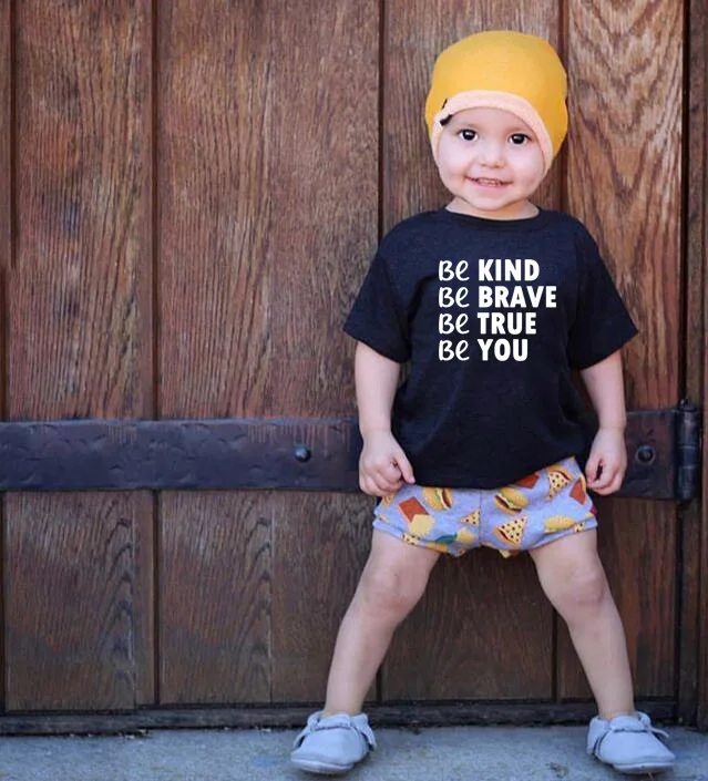 Be Kind Brave True You/детская футболка для мальчиков и девочек одежда малышей Забавные