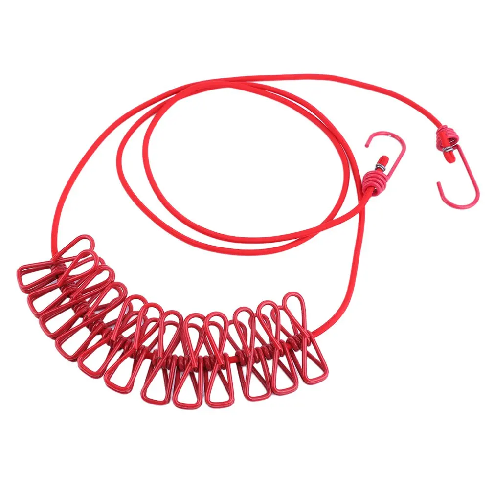 

Outdoor Camping Non-slip stretch clothesline With 12Clips Travel Stretchy Clothesline Sock Line Hanging Laundry Drying Rope