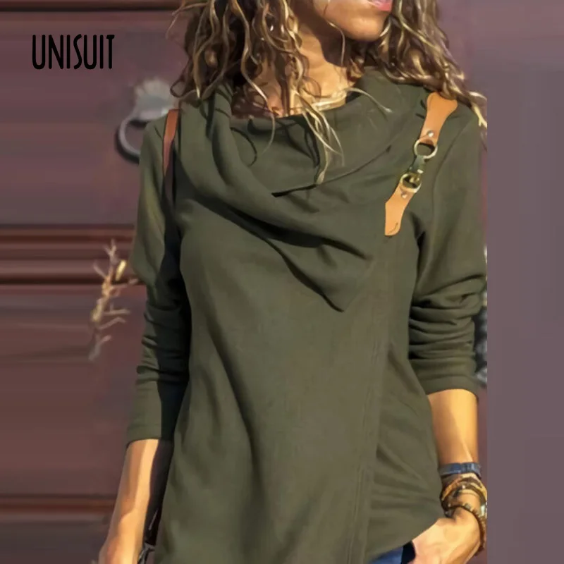 Женский Осенний теплый пуловер Элегантные повседневные однотонные толстовки с