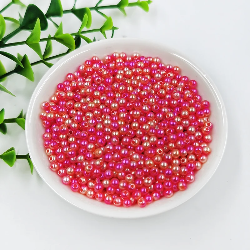New Mix Rainbow Color Round 3mm ABS Imitation Pearl Plastic Beads Hole 1.0mm Loose Beads Diy Jewelry Necklace Making 1000PCS