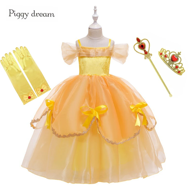 Beauty and The Beast Girls Dress Princess Bell dresses Ball Gown Cosplay Clothing Children Birthday Party Halloween Costumes |