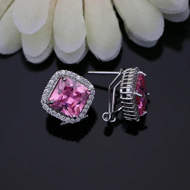 Геометрические Квадратные CZ Большой Камень бисер серьги 925 Серебряные для Для