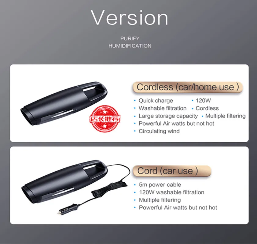 Ручной автомобильный пылесос Licheers 5000KPa 120 Вт мощный портативный беспроводной