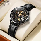 Часы-скелетоны GUANQIN2020 Мужские автоматические, механические золотистые Ретро-часы, роскошные брендовые
