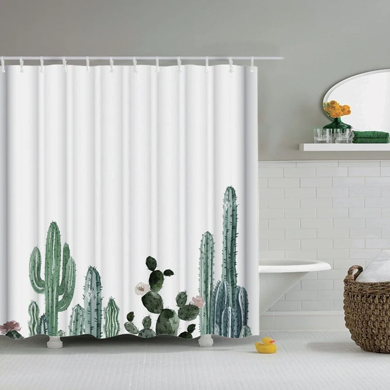 Декоративный кактус занавеска для душа цветы с птицами Художественная ткань
