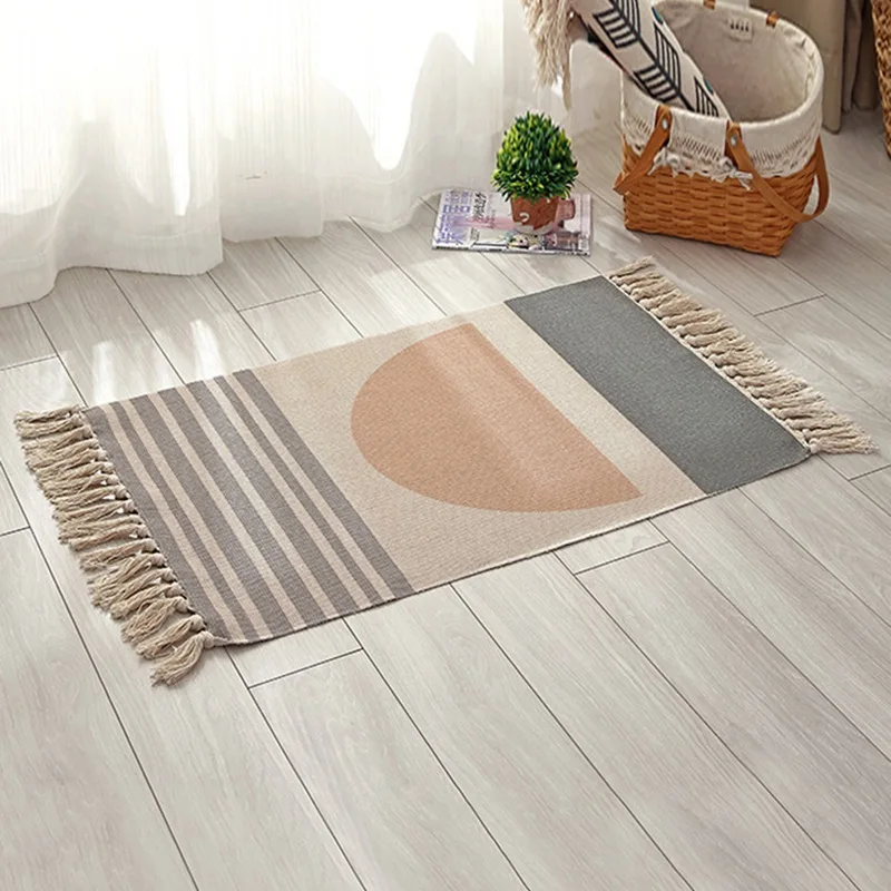 Скандинавский стиль напольный ковер для гостиной хлопок лен гобелен моющиеся