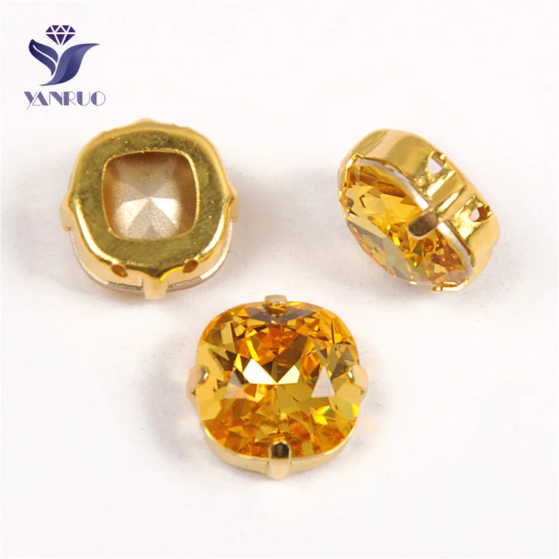 Light Topaz Yanruo 4470 Подушка сшита камни Комплект «сделай сам» с острым носком задняя хрустальные стразы, горный хрусталь для платья, украшение - Цвет: Light Topaz