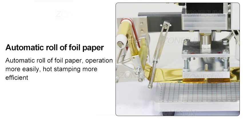 ZONEPACK Foil Paper Running Hot Foil Stamping Machine Counter Function Leather Embossing Estampadora