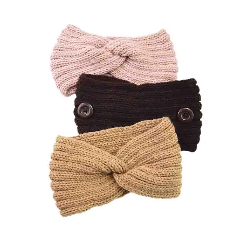 Вязаная повязка на голову теплый уха Для женщин с крестообразной головкой