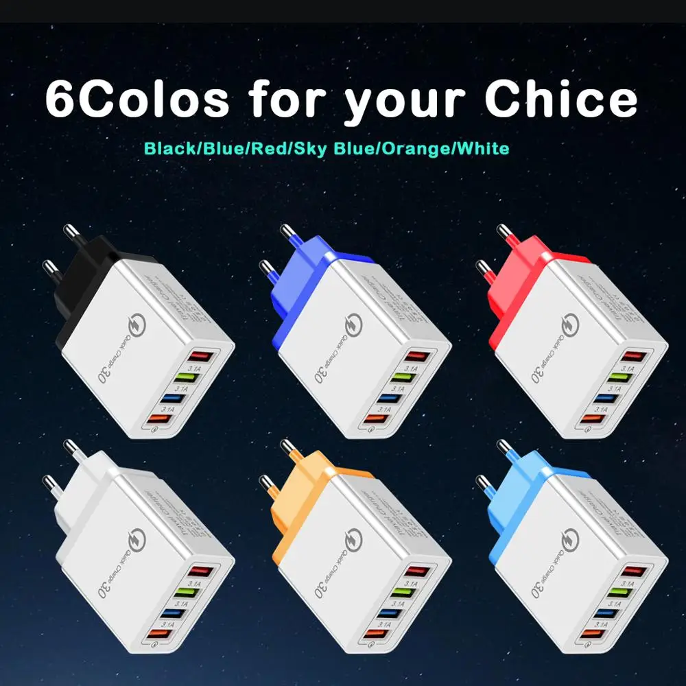 CinkeyPro зарядное устройство с 4 портами USB для Samsung/iPhone/Huawei стены мобильного телефона 5 V/3.5A Универсальный адаптер быстрой зарядки
