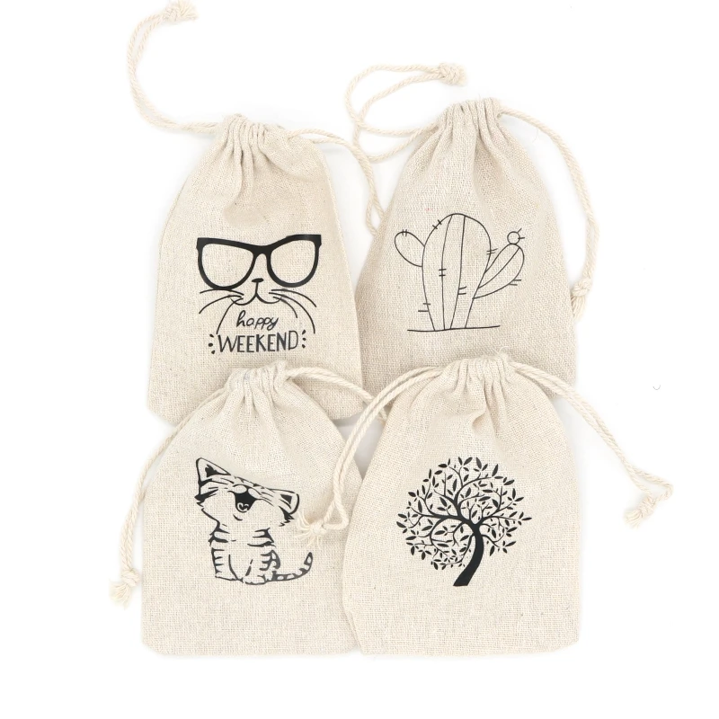 

500 шт./лот индивидуальный Подарочный Хлопковый мешок на шнурке, Хлопковый мешок натурального цвета, упаковочный Подарочный пакет, маленькая тканевая сумка