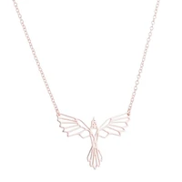 wangaya origami animal necklace geometric necklace animal wing bird pendant female stainless steel wing necklace jewelry girl