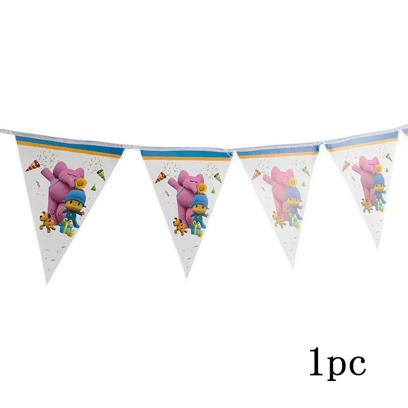 1set banner POCOYO детей с днем рождения поставки мультфильм собака слон малыш душ Мальчики украшения шар посуда чашка тарелка - Цвет: 1set banner