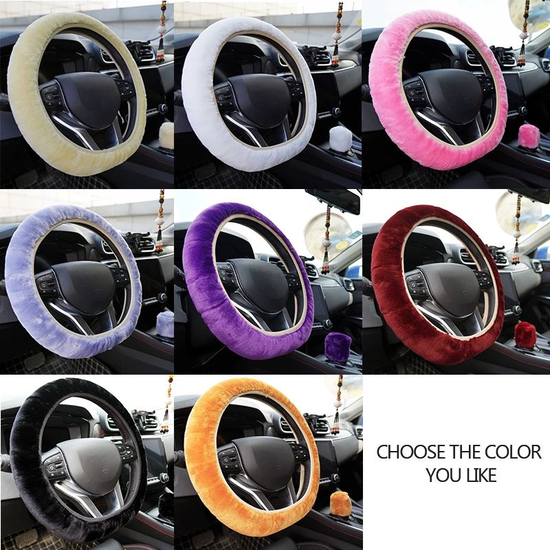 3шт меховой руль в авто чехол на подогрев руля Детали интерьера для автомобиля