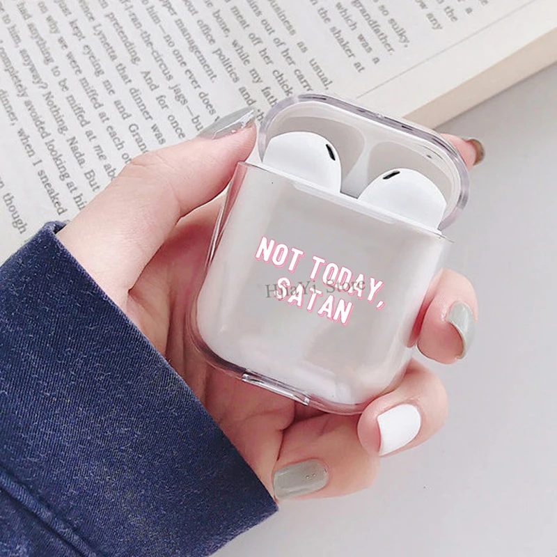 

Not today satan Мягкий чехол из ТПУ для Apple AirPods 2 прозрачных отделения наушники чехол для переноски 1 принципиально Капа