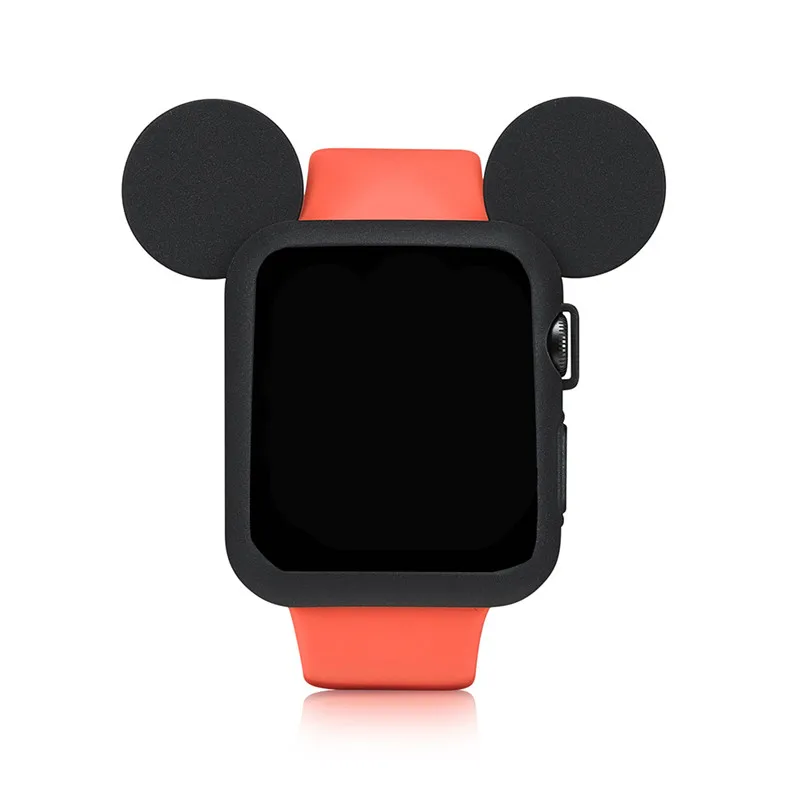 Чехол для apple watch band apple watch 4, 3, 5, 44 мм, 40 мм, iWatch band 42 мм, 38 мм, уши мыши, милый мультяшный защитный чехол - Цвет ремешка: Mickey black