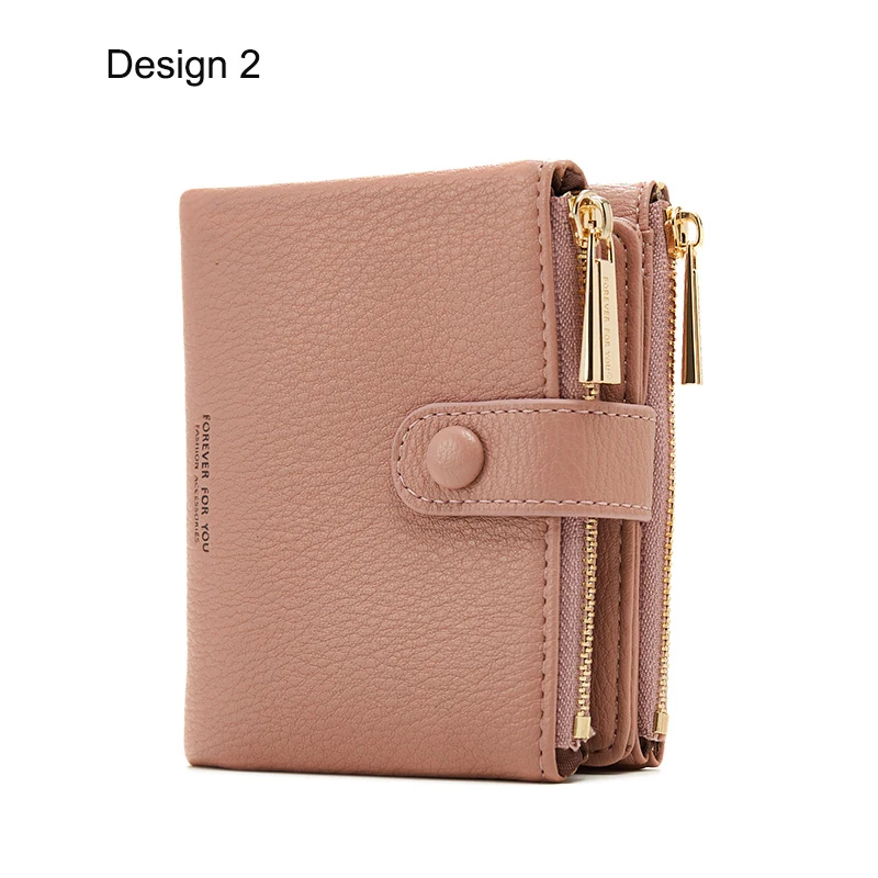 Design2 Pink Модный женский кошелек из матовой кожи на молнии, кошелек для монет, Женский кошелек и маленький кошелек, женские кошельки, держатель для карт, короткие Carteras - Цвет: Design2 Pink
