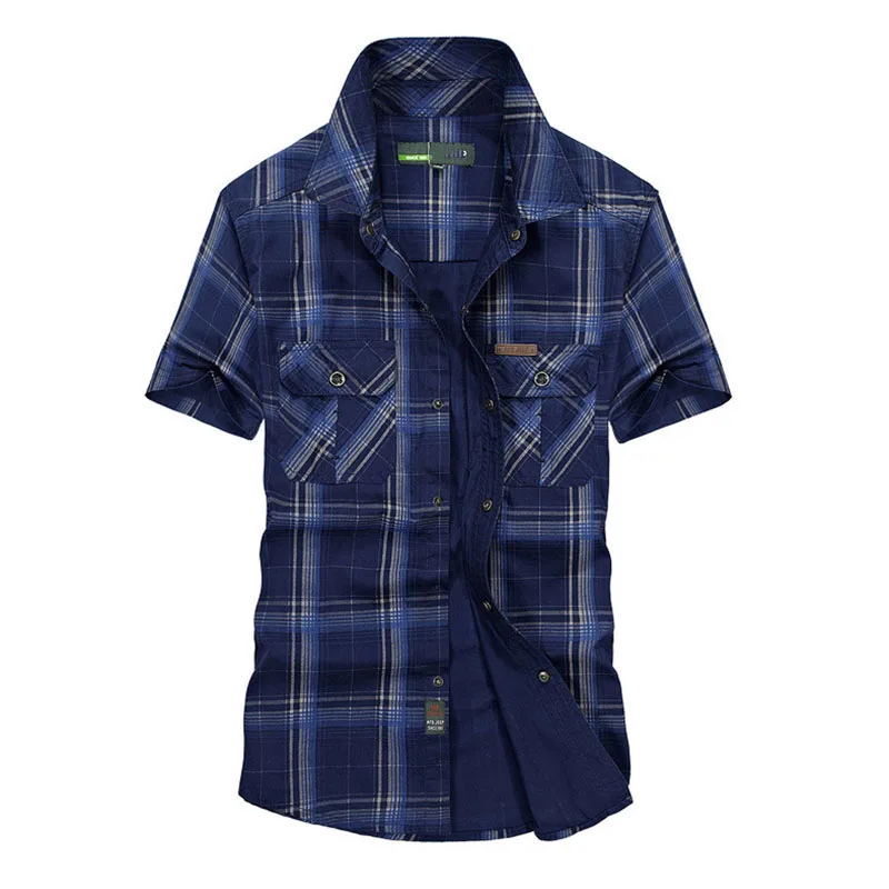Мужская рубашка с коротким рукавом из 100% хлопка для активного отдыха больших