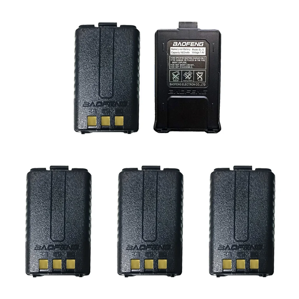 5 шт. Baofeng UV-5R батарея UV 5R 5RE радио резервная батарея Walkie Talkie 1800mah литий-ионные батареи BL-5 7,4 V перезаряжаемые