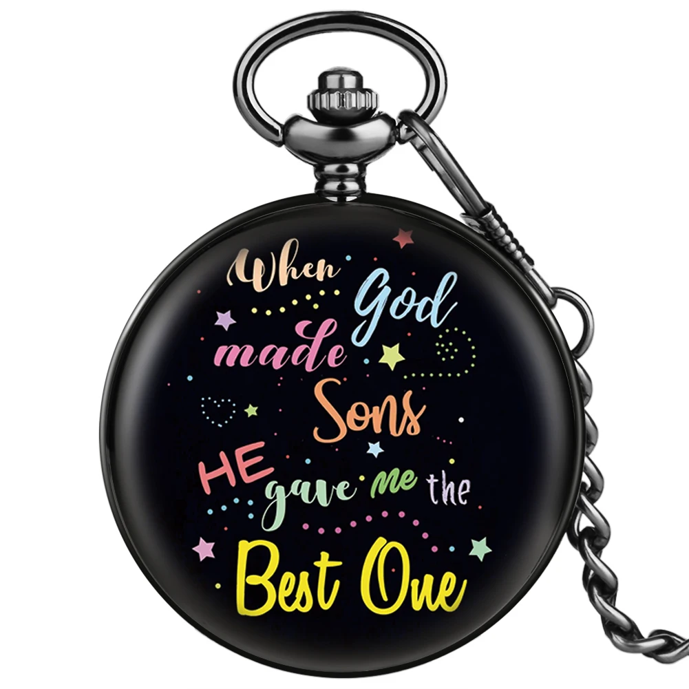 

Naughty Color Text Pattern Practical Gift Pocket Watch Men Quartz White Dial Thick Chain Pendant The Best Birthday Gifts For Son