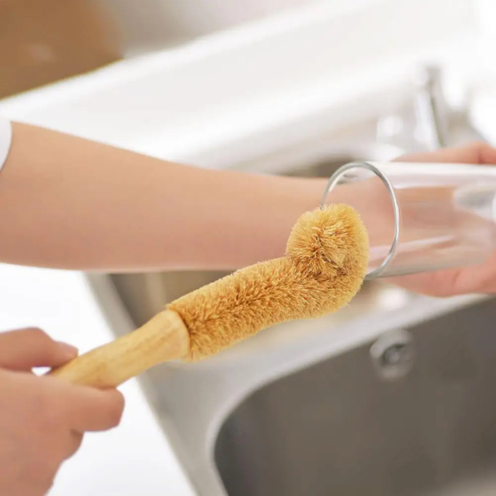 

Coconut Fiber Brown Kitchen Cleaning Brush Natural Brush Brush Coir Non-stick Dish Brush Skillet Pot Washing Cleaner Bottle R5I5