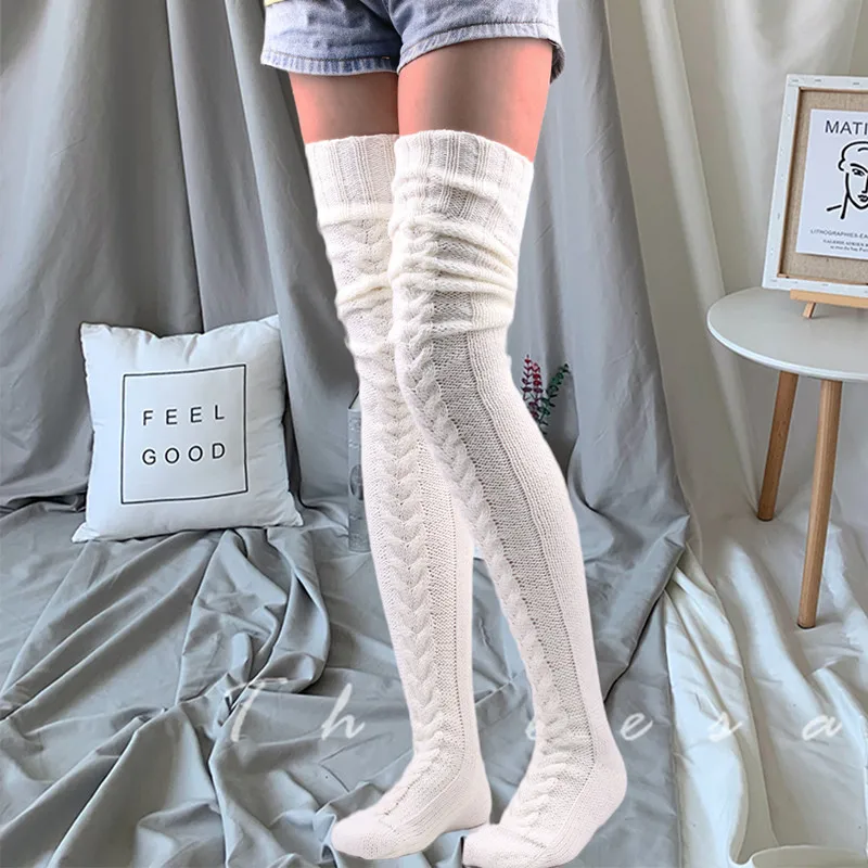 

Slippers women 2022 Winter Over-Knee Socks Female Sexy Stockings Warm Fashion Long Knitted Thicked Woman’s Christmas slippers