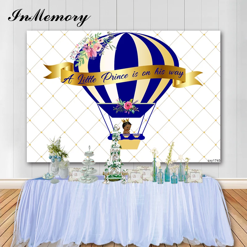 В памяти Маленький принц одежда для крещения Baby Shower фон воздушные шары Золотое
