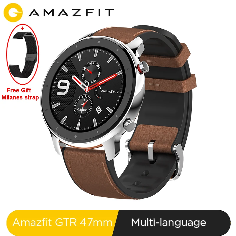 Смарт часы Amazfit GTR 47 мм 5ATM водонепроницаемые 24 дня батарея GPS управление музыкой
