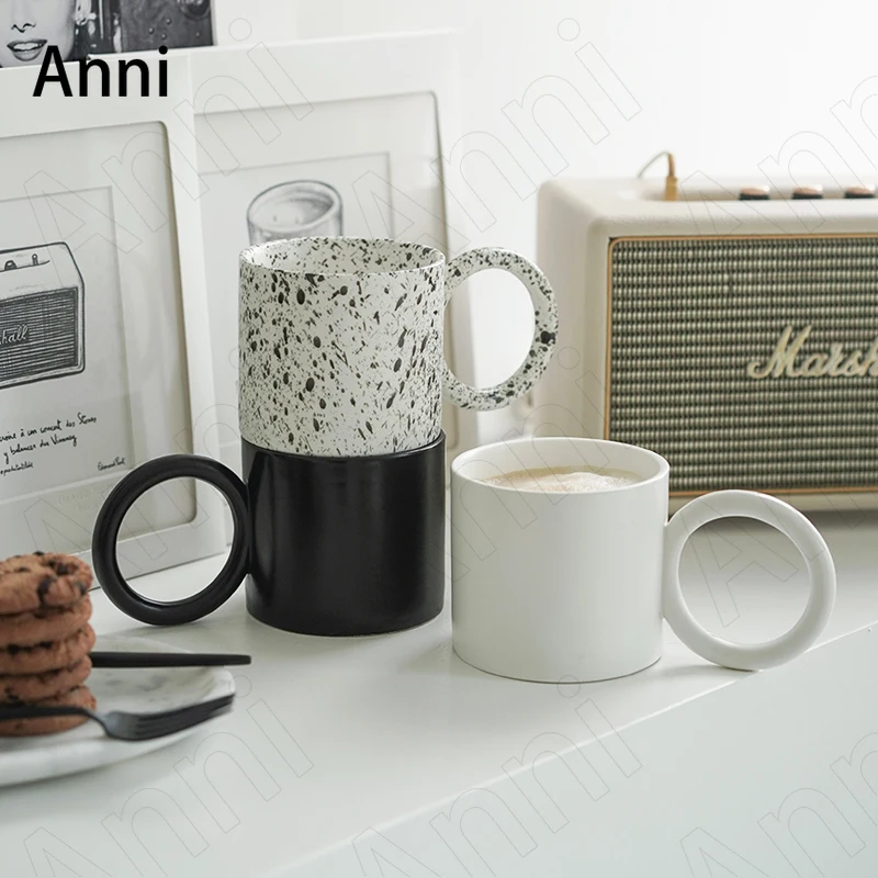 

Creativity Ink Dots Embellishment Mugs Nordic Modern Ceramic Couple Milk Mug Student Water Cup Office Coffee Table Desktop Cups