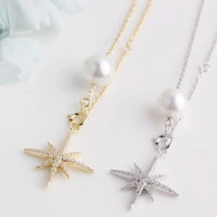 sterling silver real s925 necklaces women chains vintage jewelry pendants undefined fashion luxury long awn star pearl zircon