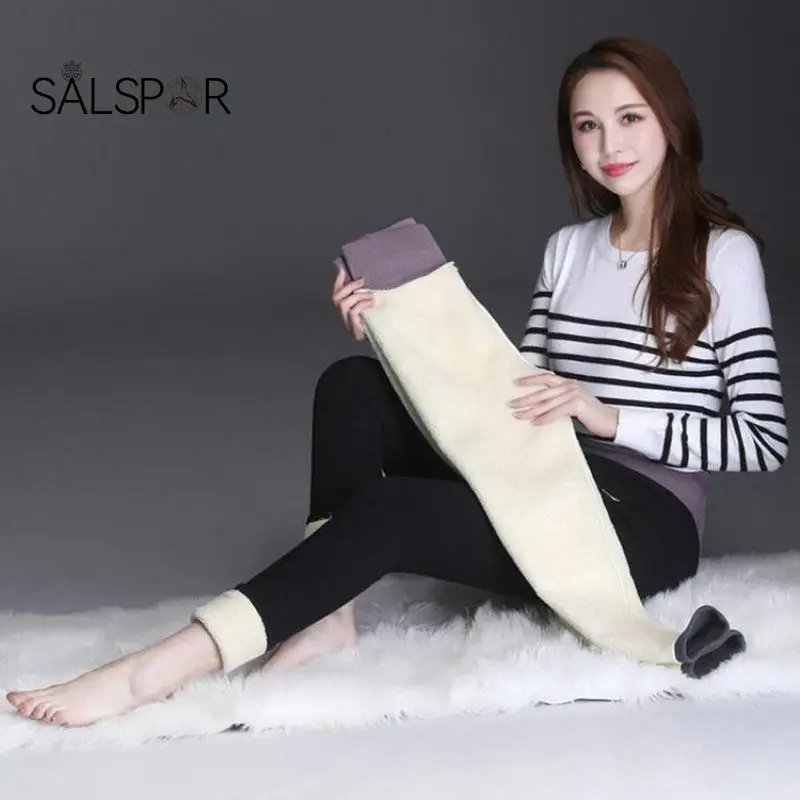 

SALSPOR пикантные утолщенные теплые женские леггинсы с высокой талией, теплые эластичные брюки из хлопка