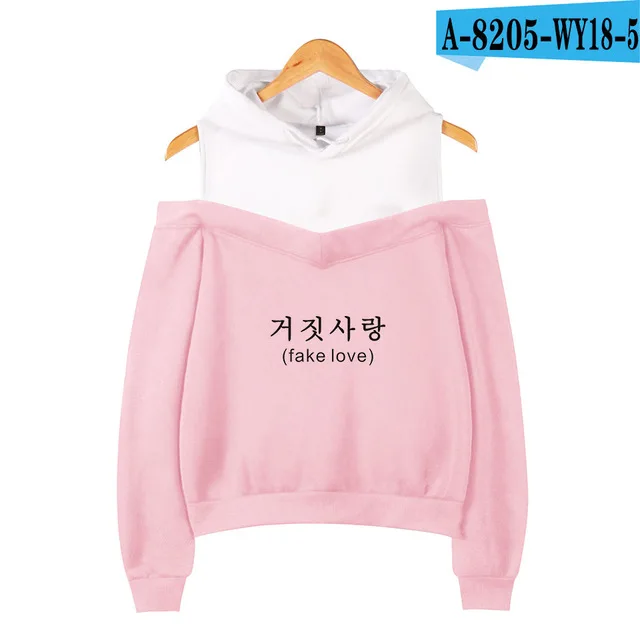 pink Новая Мода Kpop Bangtan толстовка с капюшоном, толстовка IDOL You Can't Stop Me Love Myself, Женская толстовка Bangtan с капюшоном для мальчиков, толстовки с открытыми плечами - Цвет: pink