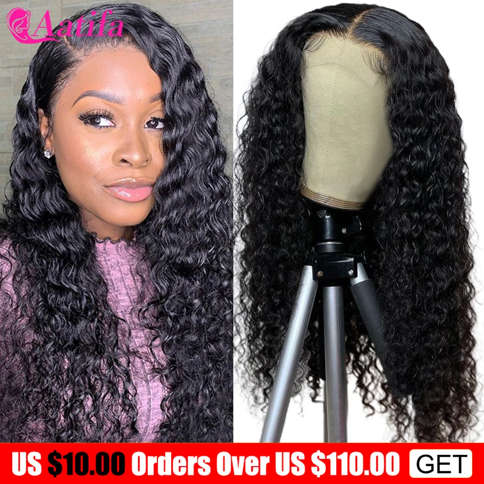 

4x4 Lace Closure Wig 100% Lace Front Human Hair Wigs Deep Wave Wig HD Lace Frontal Wig Peruvian Curly Human Hair Wig 10-30 Inch