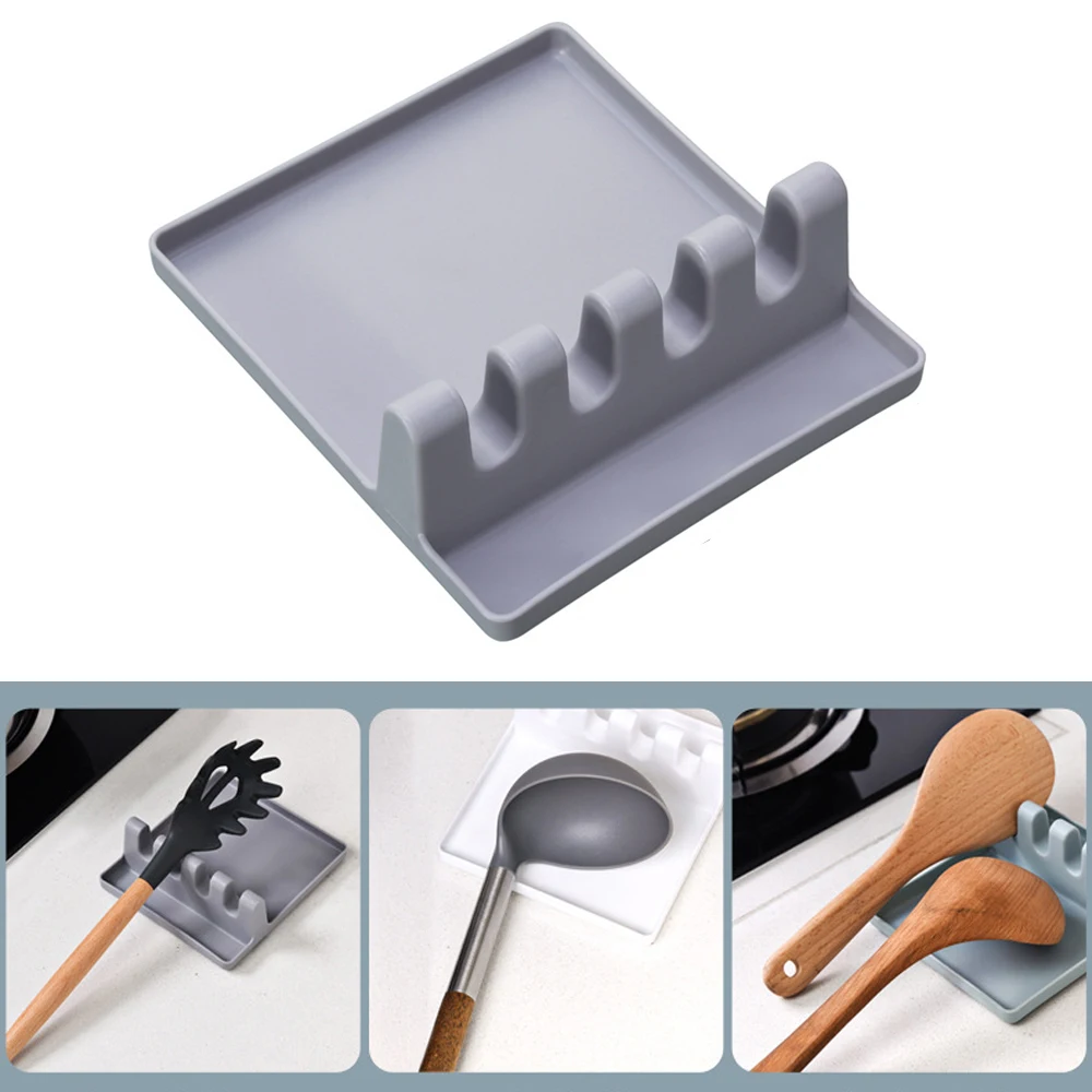 

Cooking Utensil Rest Kitchen Spoon Holders Fork Pot Lid Spatula Rack Organizer Chopsticks Holder Non-slip Pad Kitchen Accessorie
