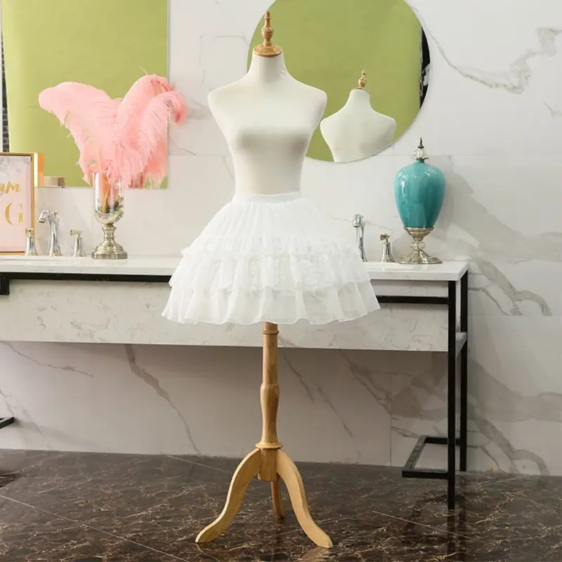 

Women 2 Hoops Petticoat Skirt Floral Lace Patchwork Ruffles Lolita Underskirt U90E